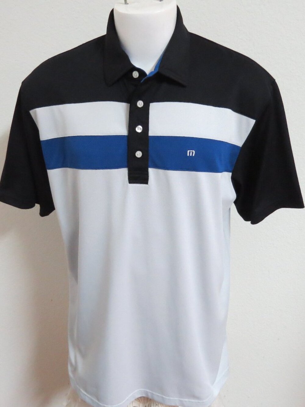 2XL Silver/Black/Blue Travis Mathew Men's #723T Golf Polo Shirt